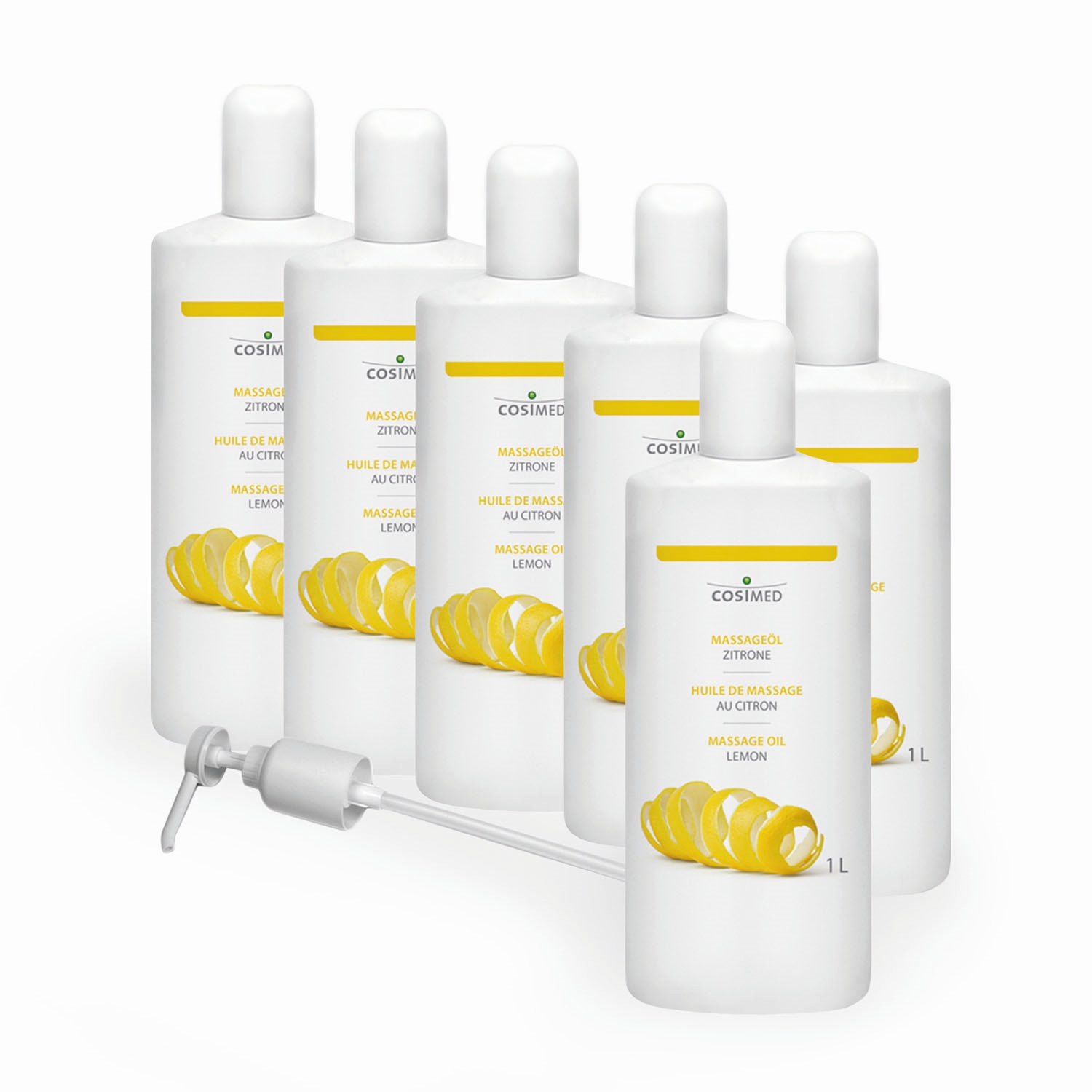 cosiMed Massageöl Zitrone 6er Bundle mit Pumpe