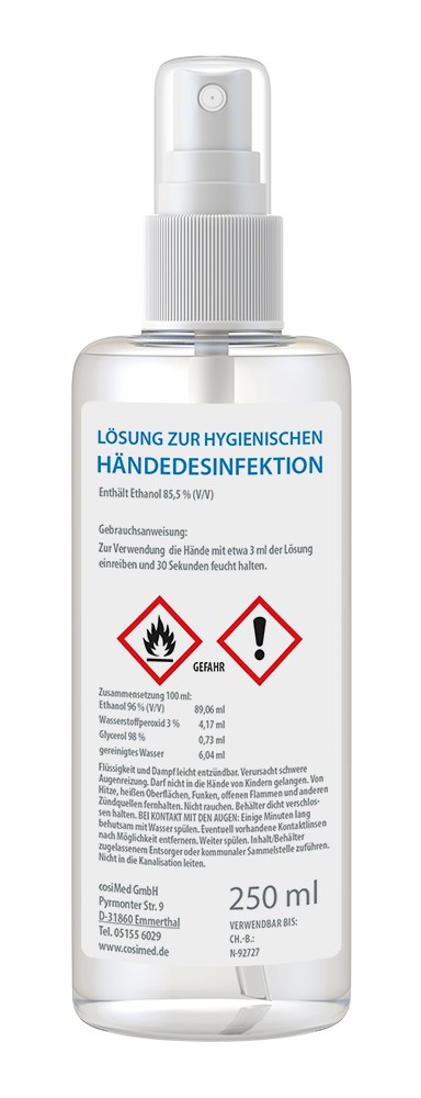 cosiMed Händedesinfektion 250 ml Sprühflasche